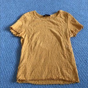 American Eagle Yellow Lettuce Trim Crop Top